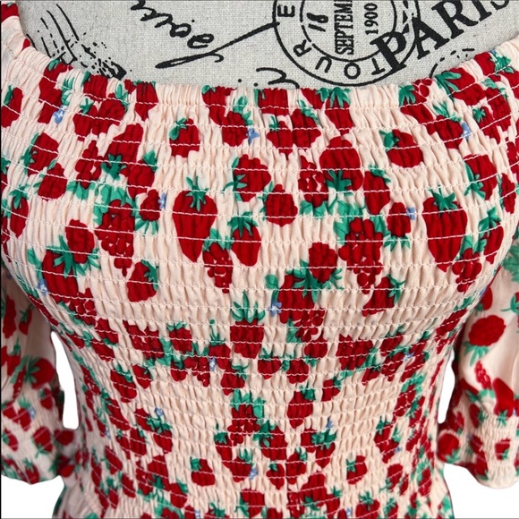 Strawberry Print Off-Shoulder Dress - Picture 11 of 15